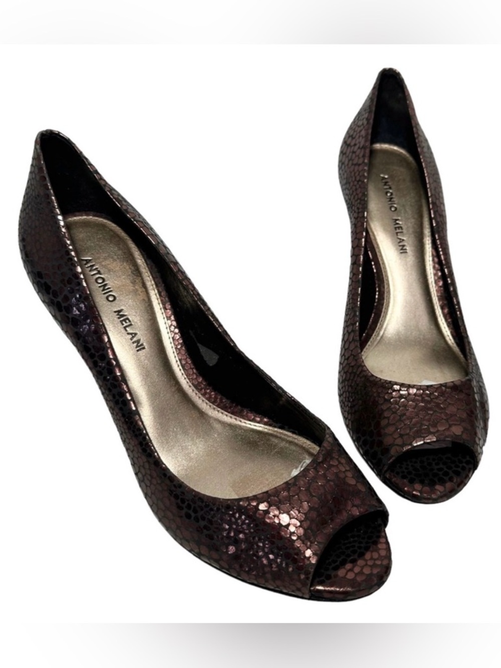 Antonio Melani Heels 7 Copper Print Leather